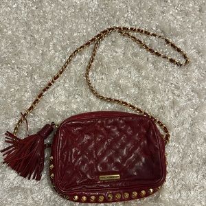 Rebecca Minkoff Crossbody Burgundy Bag with Gold Studs
